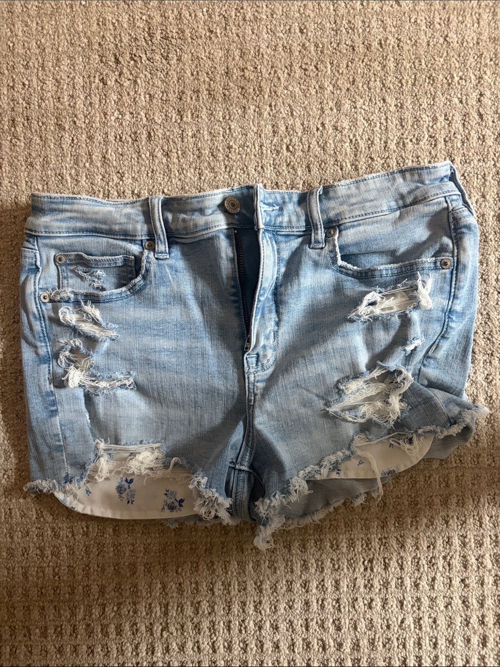 American Eagle Outfitters Light Wash Distressed Denim Shorts